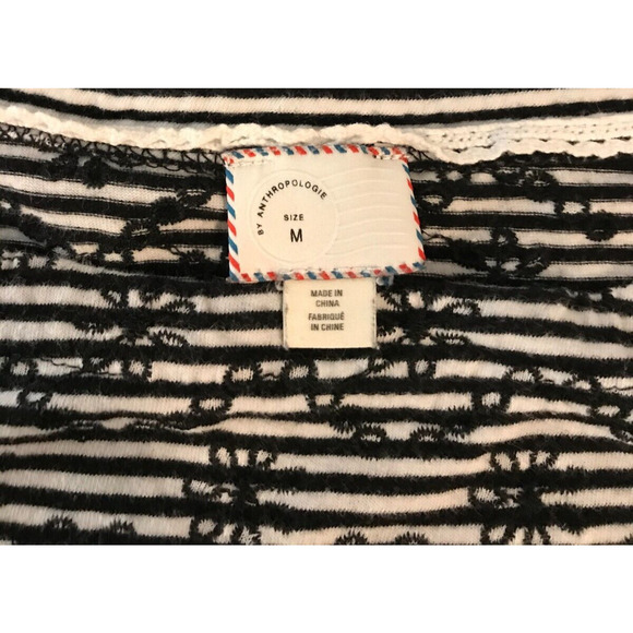 Anthropologie Postmark Women's Bennett Striped Embroidered Floral Knit Top - MED - Picture 4 of 9